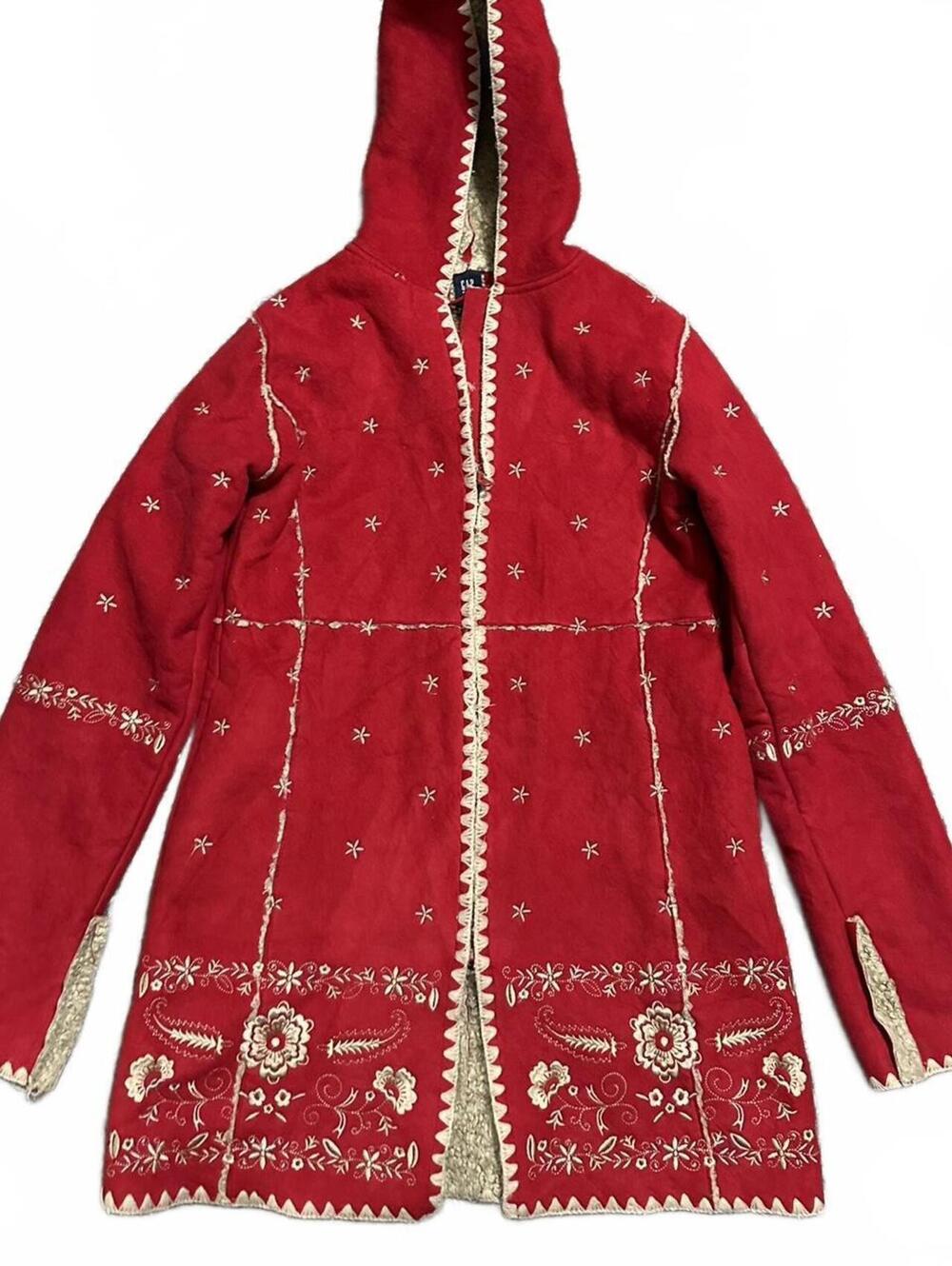 Y2K Red Gap Shearling Embroidered Jacket Size 10 kids